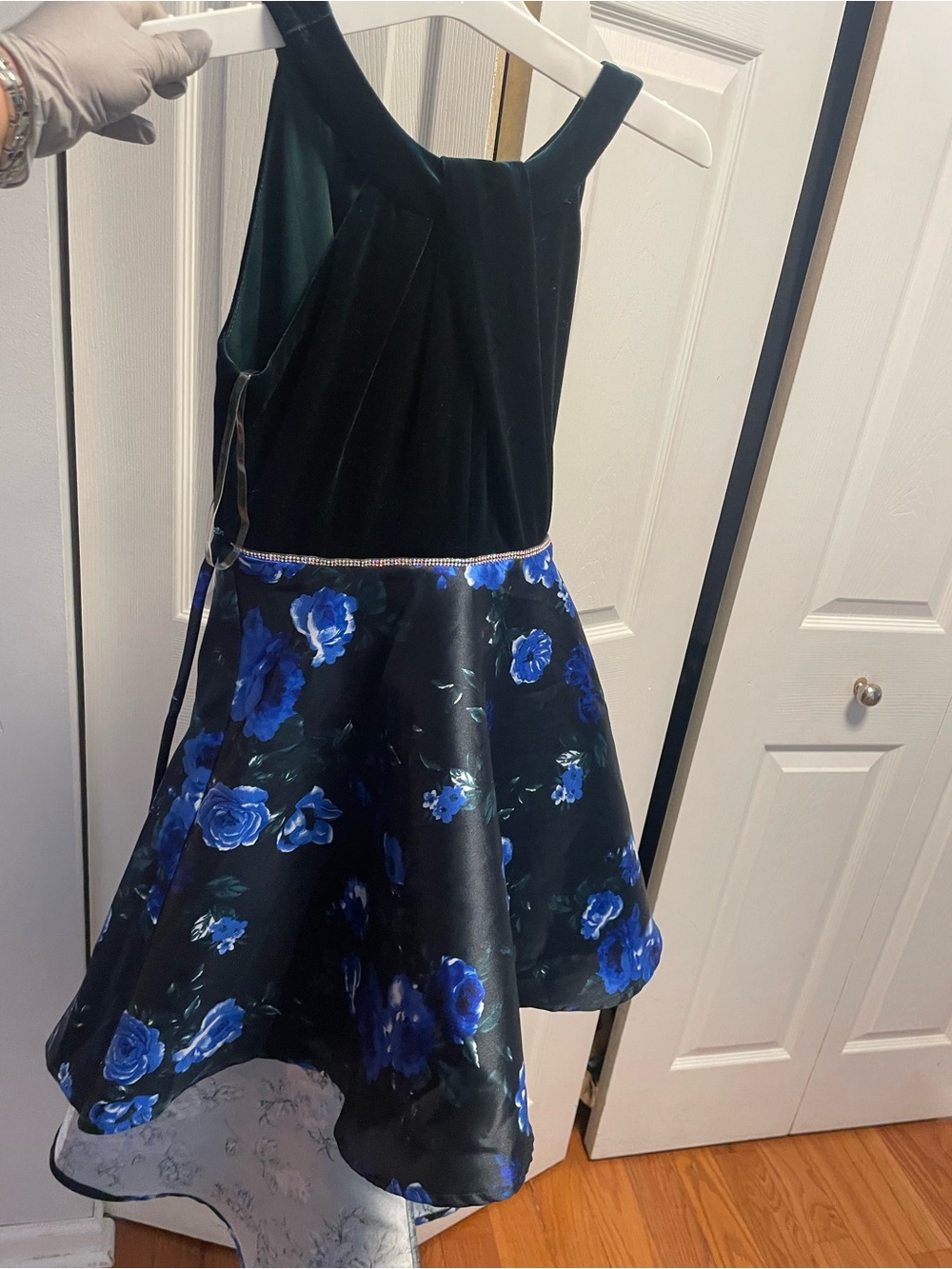Girls' Black and Royal Blue Floral Party Dress